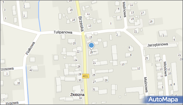 Żłobizna, Brzeska, 19, mapa Żłobizna