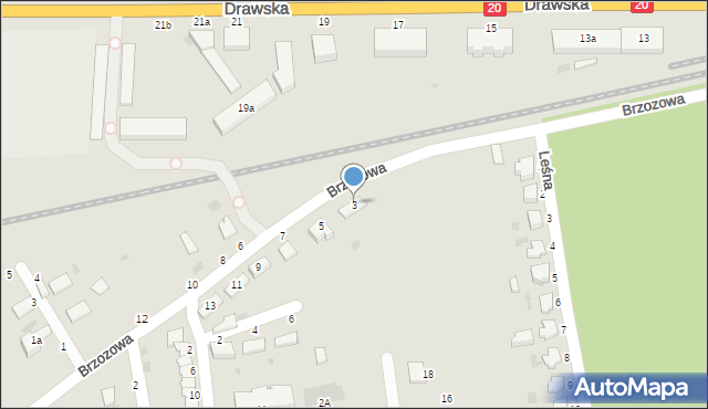 Złocieniec, Brzozowa, 3, mapa Złocieniec