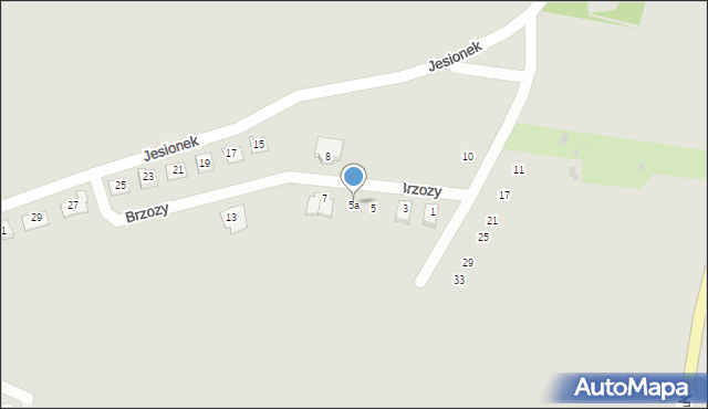 Żory, Brzozy Karola, ks., 5a, mapa Żor