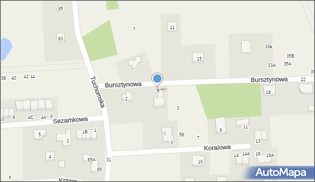 Banino, Bursztynowa, 6, mapa Banino