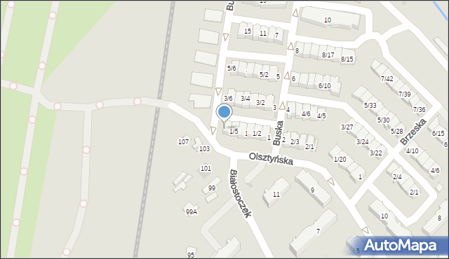 Białystok, Buska, 1/6, mapa Białegostoku