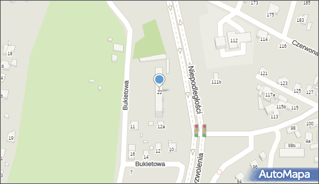 Bielsko-Biała, Bukietowa, 22, mapa Bielsko-Białej