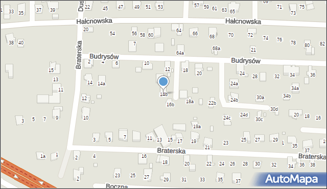 Bielsko-Biała, Budrysów, 14b, mapa Bielsko-Białej