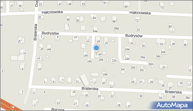 Bielsko-Biała, Budrysów, 18b, mapa Bielsko-Białej