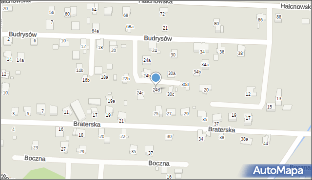 Bielsko-Biała, Budrysów, 24d, mapa Bielsko-Białej