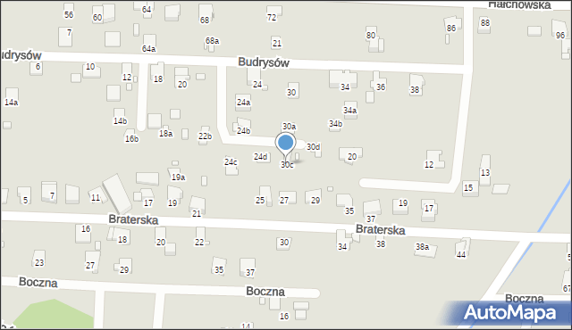 Bielsko-Biała, Budrysów, 30c, mapa Bielsko-Białej