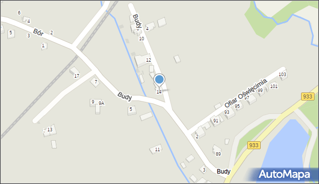 Brzeszcze, Budy, 14, mapa Brzeszcze