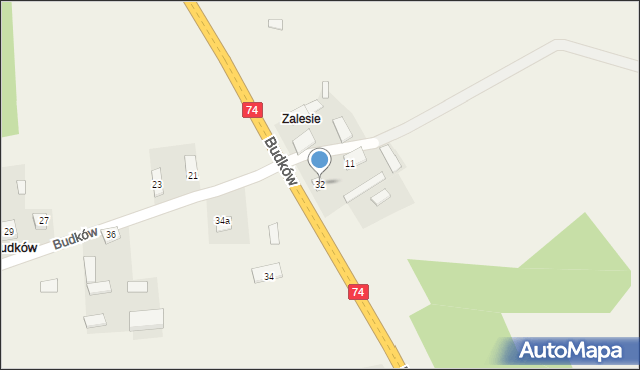 Budków, Budków, 32, mapa Budków