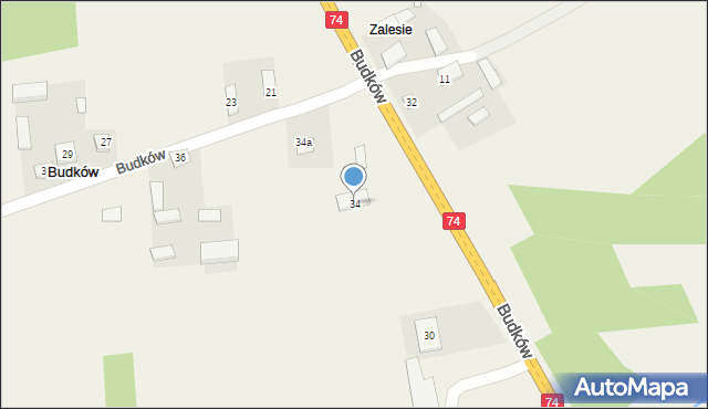 Budków, Budków, 34, mapa Budków