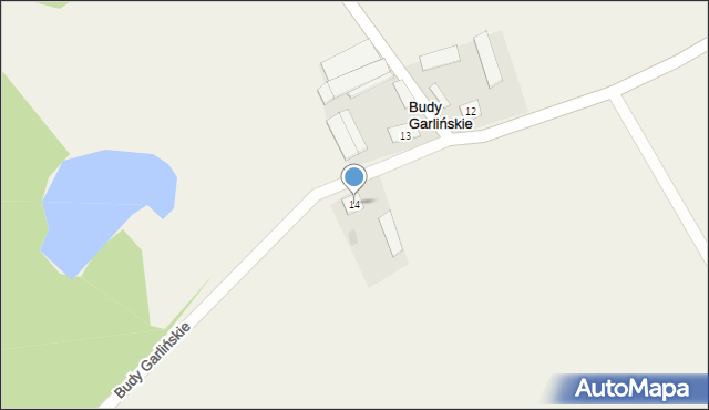 Budy Garlińskie, Budy Garlińskie, 14, mapa Budy Garlińskie