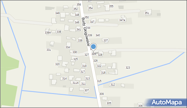 Budy Głogowskie, Budy Głogowskie, 329, mapa Budy Głogowskie