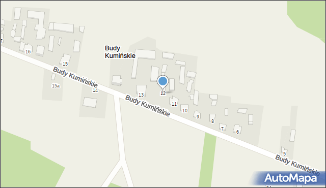 Budy Kumińskie, Budy Kumińskie, 12, mapa Budy Kumińskie