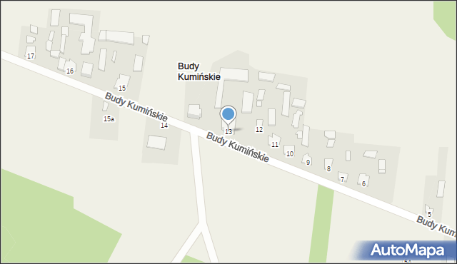 Budy Kumińskie, Budy Kumińskie, 13, mapa Budy Kumińskie