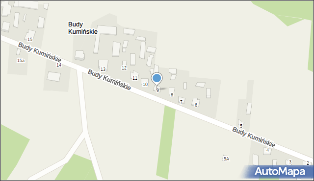 Budy Kumińskie, Budy Kumińskie, 9, mapa Budy Kumińskie