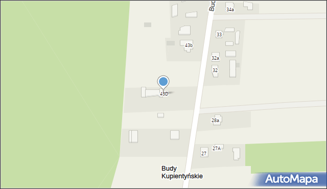 Budy Kupientyńskie, Budy Kupientyńskie, 43D, mapa Budy Kupientyńskie