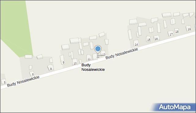 Budy Nosalewickie, Budy Nosalewickie, 12, mapa Budy Nosalewickie