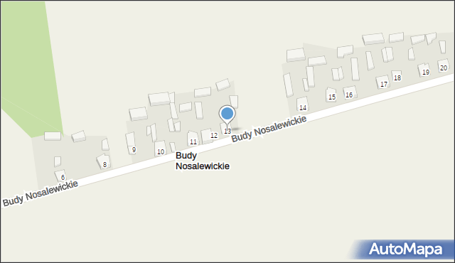 Budy Nosalewickie, Budy Nosalewickie, 13, mapa Budy Nosalewickie