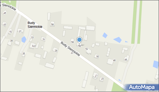 Budy Siennickie, Budy Siennickie, 54, mapa Budy Siennickie
