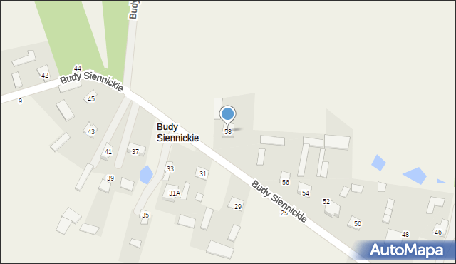 Budy Siennickie, Budy Siennickie, 58, mapa Budy Siennickie