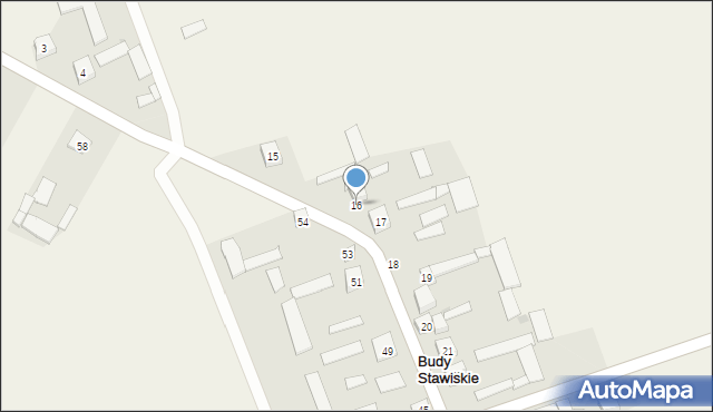 Budy Stawiskie, Budy Stawiskie, 16, mapa Budy Stawiskie