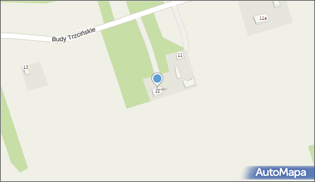 Budy Trzcińskie, Budy Trzcińskie, 12, mapa Budy Trzcińskie