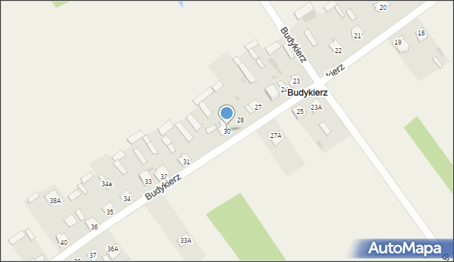 Budykierz, Budykierz, 30, mapa Budykierz