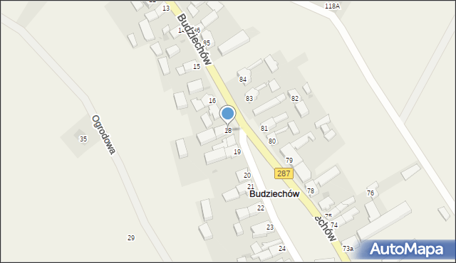 Budziechów, Budziechów, 18, mapa Budziechów