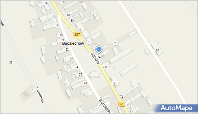 Budziechów, Budziechów, 74, mapa Budziechów