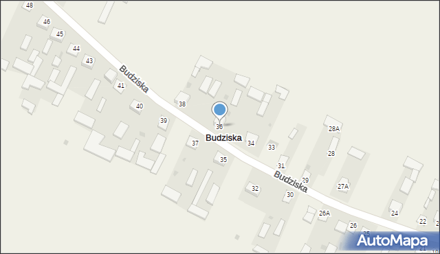 Budziska, Budziska, 36, mapa Budziska