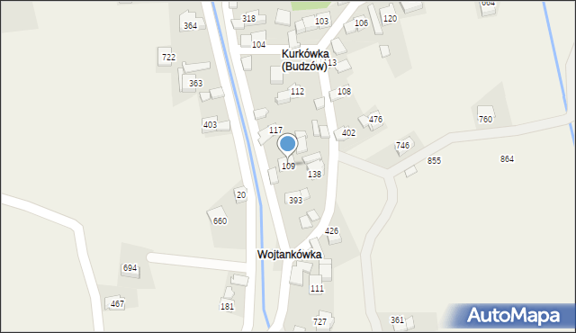 Budzów, Budzów, 109, mapa Budzów