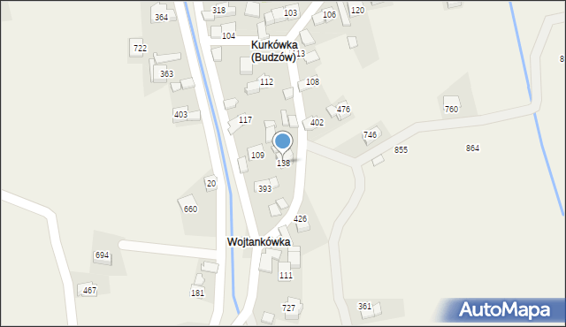 Budzów, Budzów, 138, mapa Budzów