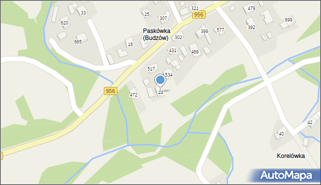 Budzów, Budzów, 14, mapa Budzów