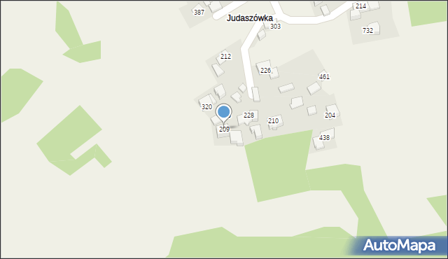 Budzów, Budzów, 209, mapa Budzów