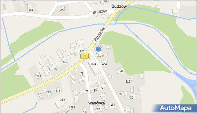 Budzów, Budzów, 293, mapa Budzów