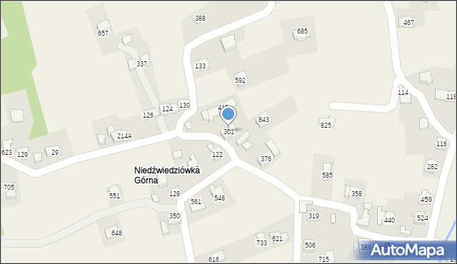 Budzów, Budzów, 301, mapa Budzów