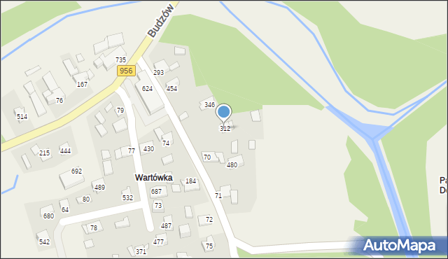 Budzów, Budzów, 312, mapa Budzów