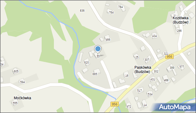 Budzów, Budzów, 33, mapa Budzów