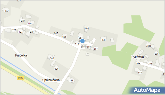 Budzów, Budzów, 342, mapa Budzów