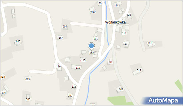 Budzów, Budzów, 362, mapa Budzów