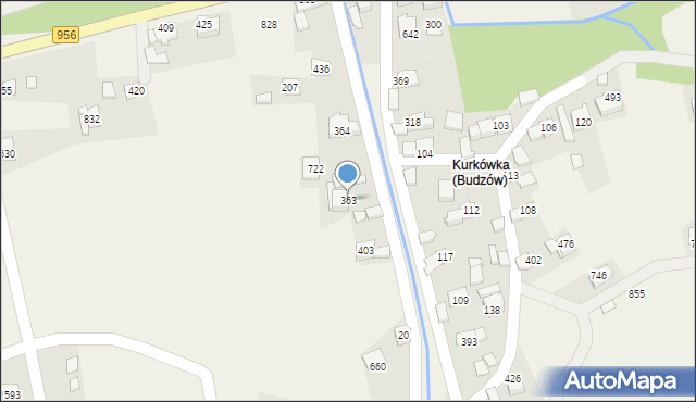 Budzów, Budzów, 363, mapa Budzów