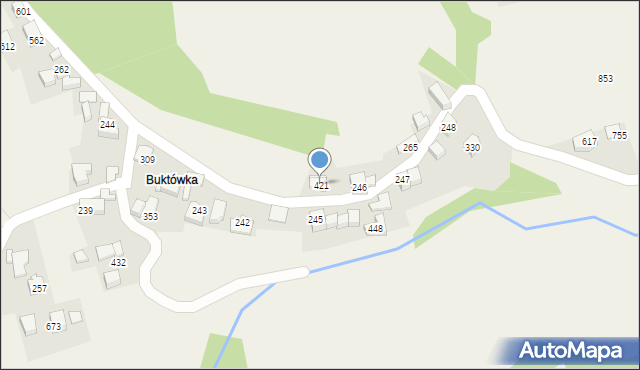 Budzów, Budzów, 421, mapa Budzów