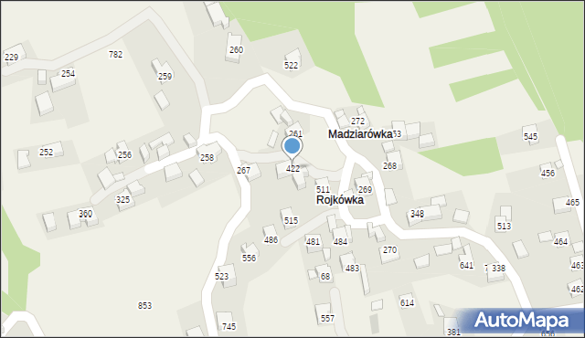 Budzów, Budzów, 422, mapa Budzów