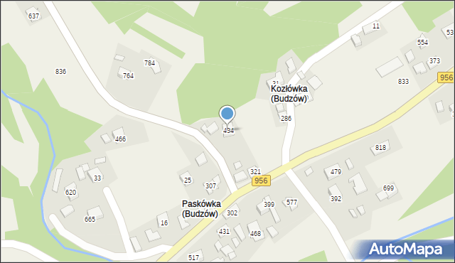 Budzów, Budzów, 434, mapa Budzów