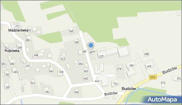 Budzów, Budzów, 447, mapa Budzów