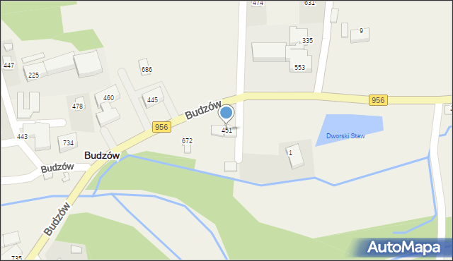 Budzów, Budzów, 451, mapa Budzów