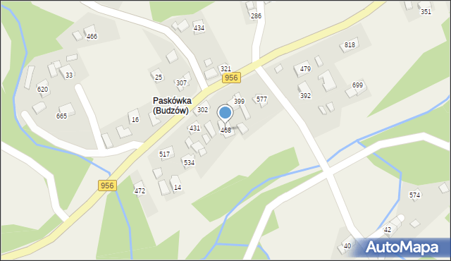 Budzów, Budzów, 468, mapa Budzów