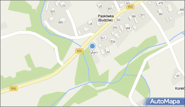 Budzów, Budzów, 472, mapa Budzów