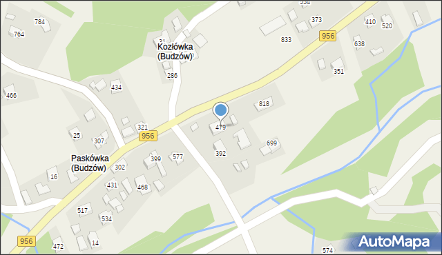 Budzów, Budzów, 479, mapa Budzów