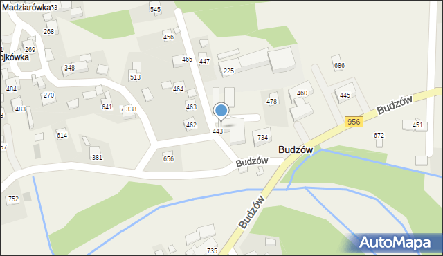 Budzów, Budzów, 503, mapa Budzów