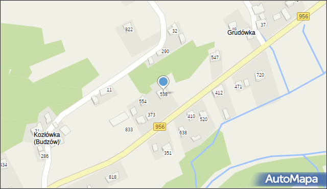 Budzów, Budzów, 538, mapa Budzów